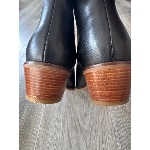 Cole Haan Black Leather Ankle Booties With Block Heel Size 7.5B Fall Fashion - Picture 8 of 9